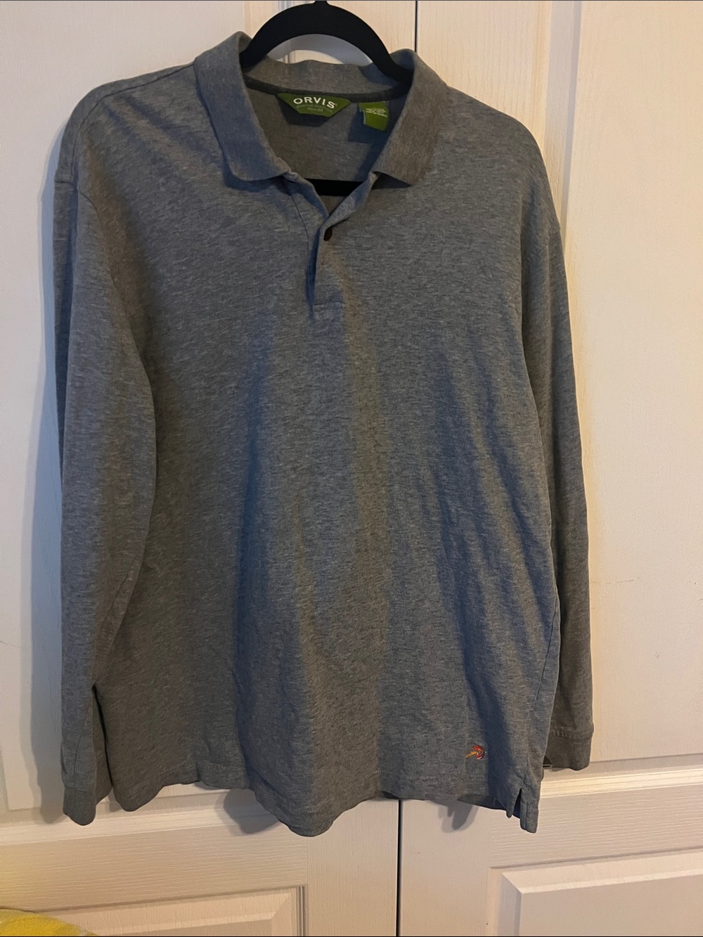 Orvis Men's Long Sleeve Polo in Gray Heather